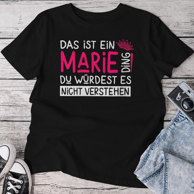 Women's First Name Marie Name Day Saying Das Ist Ein Birgit Ding With-Neck S T-shirt Frauen Lustige Geschenke