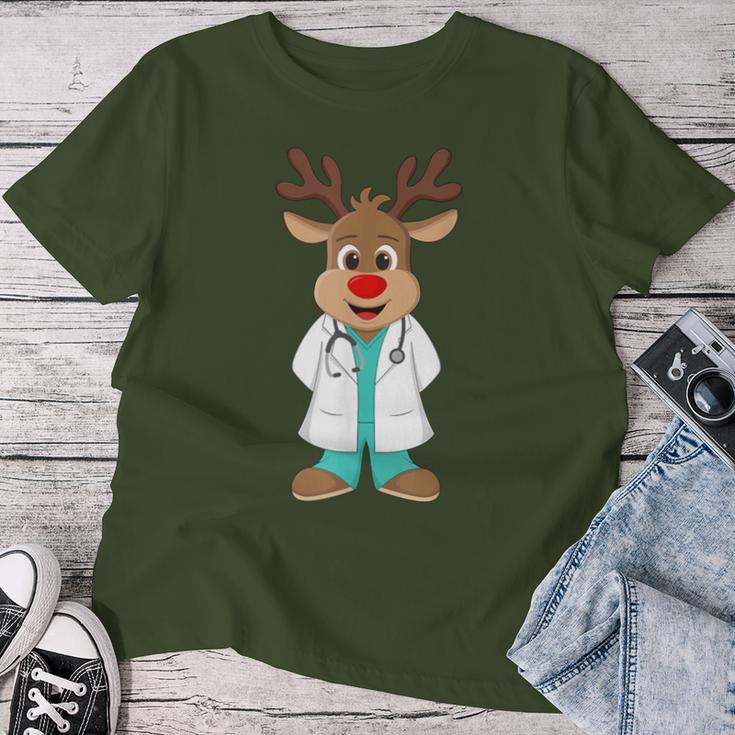 Christmas Nurse Reindeer Scrubs Uniform T-shirt Frauen Lustige Geschenke