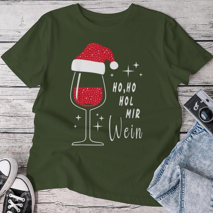 Ho Ho Hol Mir Wine Christmas Outfit Santa Hat Fun Xmas T-shirt Frauen Lustige Geschenke