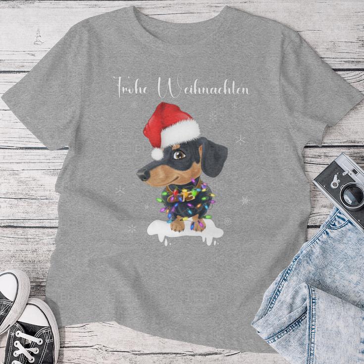 Christmas Outfit Women's Christmas Hat Dog Dachshund T-shirt Frauen Lustige Geschenke