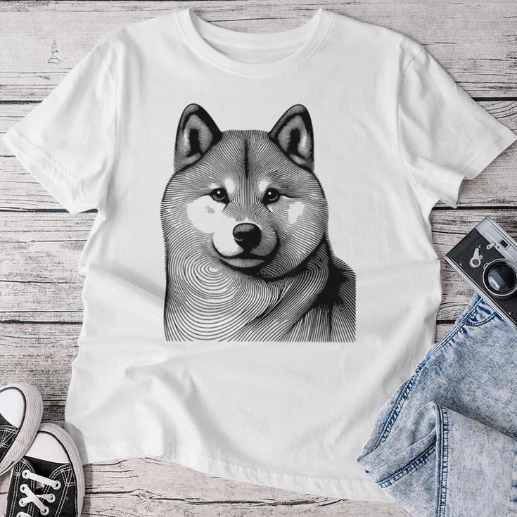 Dog Fingerprint Shiba Inu Dad Mom Gray T-shirt Frauen Lustige Geschenke