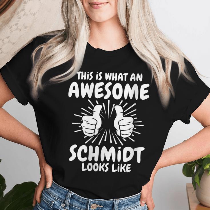 Women's Schmidt Surname Schmidt Surname Schmidt With-Neck T-shirt Frauen Geschenke für Sie