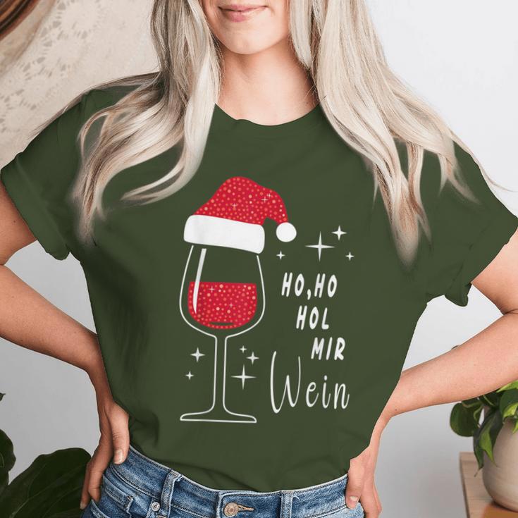 Ho Ho Hol Mir Wine Christmas Outfit Santa Hat Fun Xmas T-shirt Frauen Geschenke für Sie