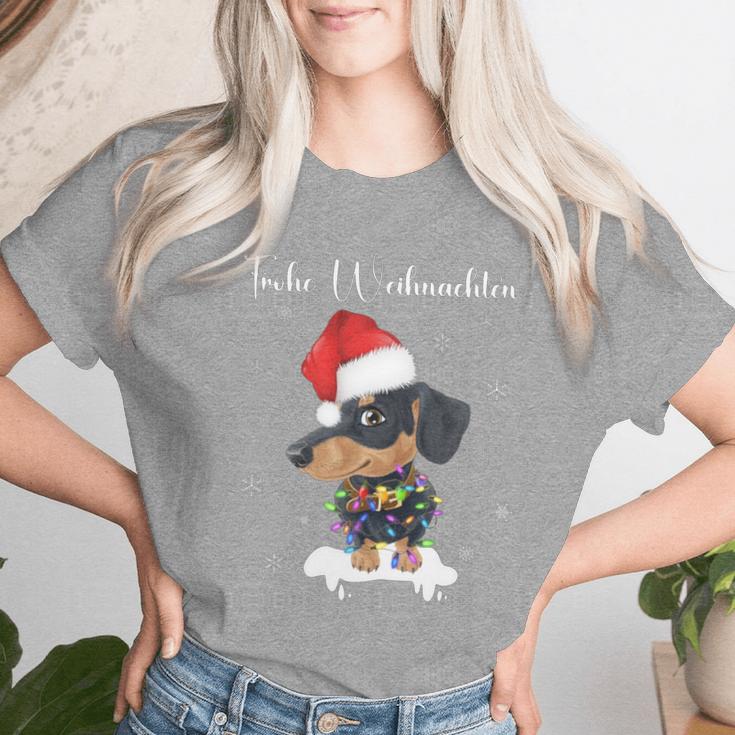 Christmas Outfit Women's Christmas Hat Dog Dachshund T-shirt Frauen Geschenke für Sie