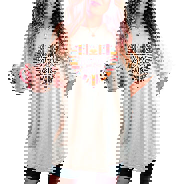 Cute Just A Girl Who Loves Books Heart Shape Reader Women's Oversized Comfort T-shirt Cute Just A Girl Who Loves Books Heart Shape Reader Women's Oversized Comfort T-shirt