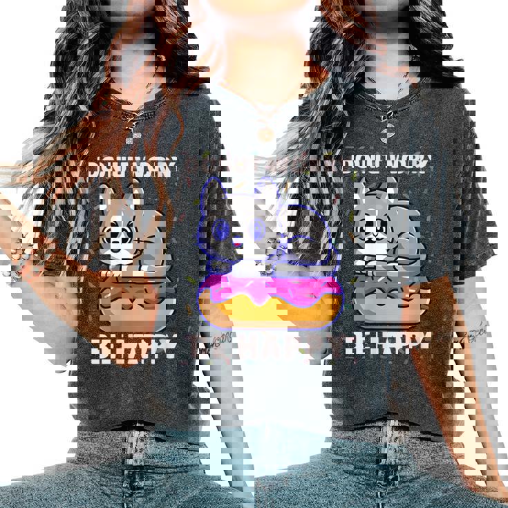 Donut Humour Donut Donut Inquiétude Chat Donuts Drôle Donut Donut Donut T-shirt oversize confortable pour femme