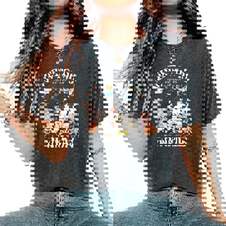 Just A Girl Who Loves Animals For Girls Who Love Animals Women's Oversized Comfort T-Shirt Just A Girl Who Loves Animals For Girls Who Love Animals Women's Oversized Comfort T-Shirt