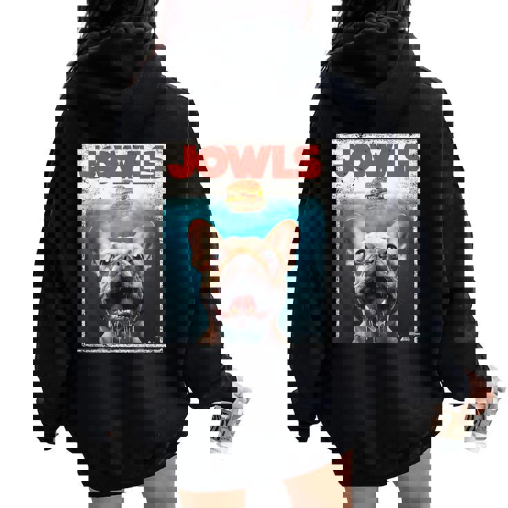 Tan Frenchie Jowls Fawn French Bulldog Mom Top Dad Women Oversized Hoodie Back Print