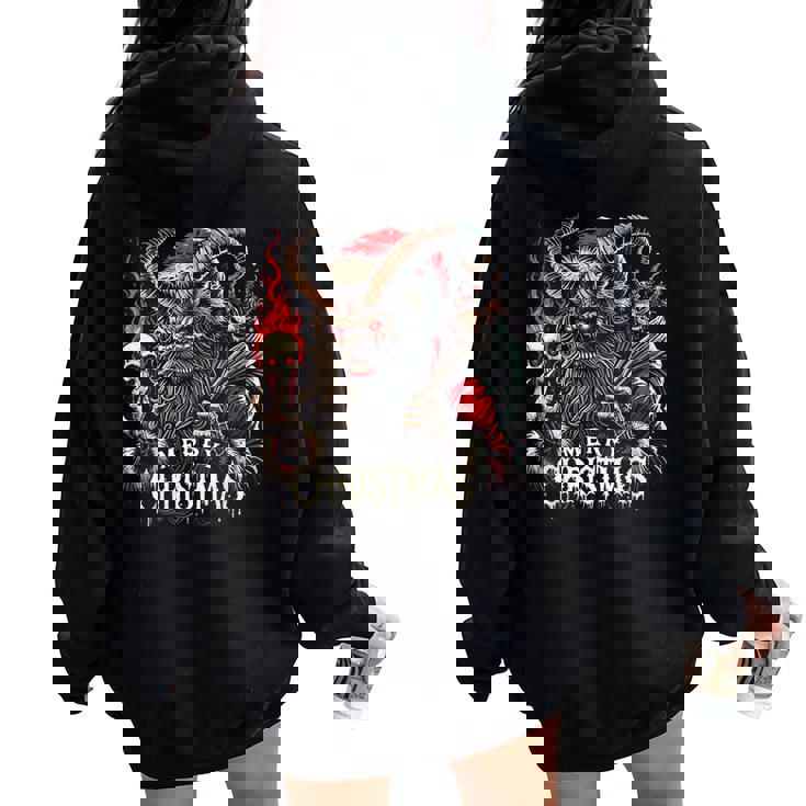 Goth Santa Claus Gothic For Krampus Ugly Christmas Women Oversized Hoodie Back Print