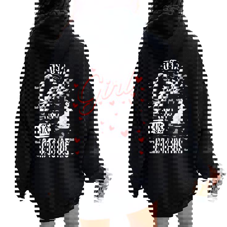Just A Girl Who Loves Arctic Hares Women Oversized Hoodie Back Print