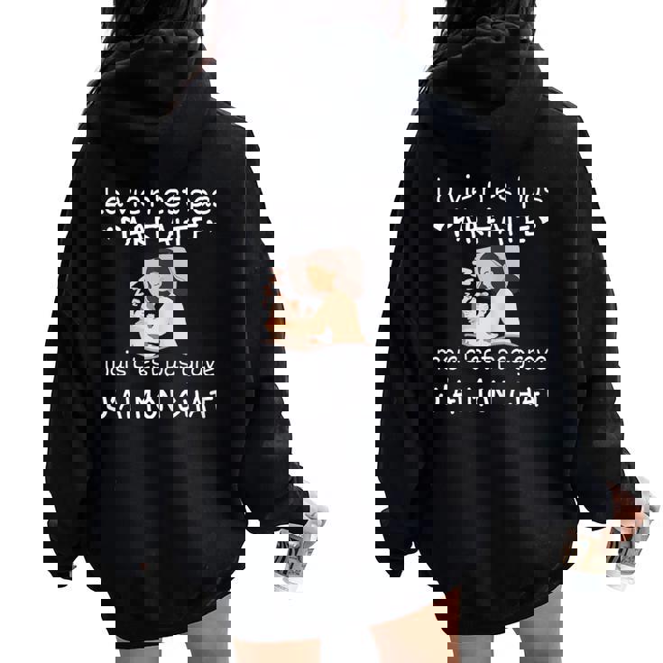 Laie N'est Pas Parfaite Cadeau Chat Humour Sweat à capuche oversize pour femme avec imprimé dans le dos