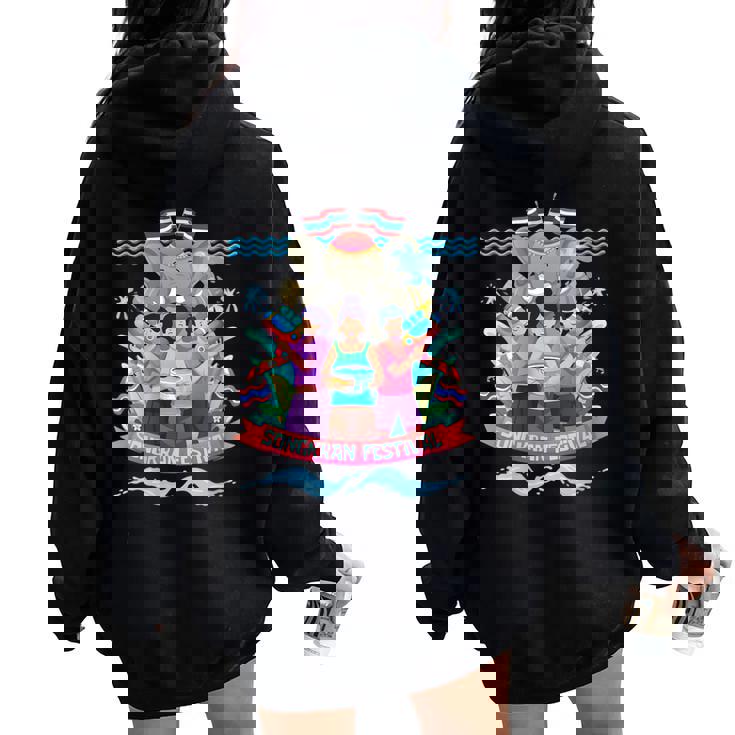 Thai Culture Songkran Festival Of Water Thailand Women Oversized Hoodie Back Print