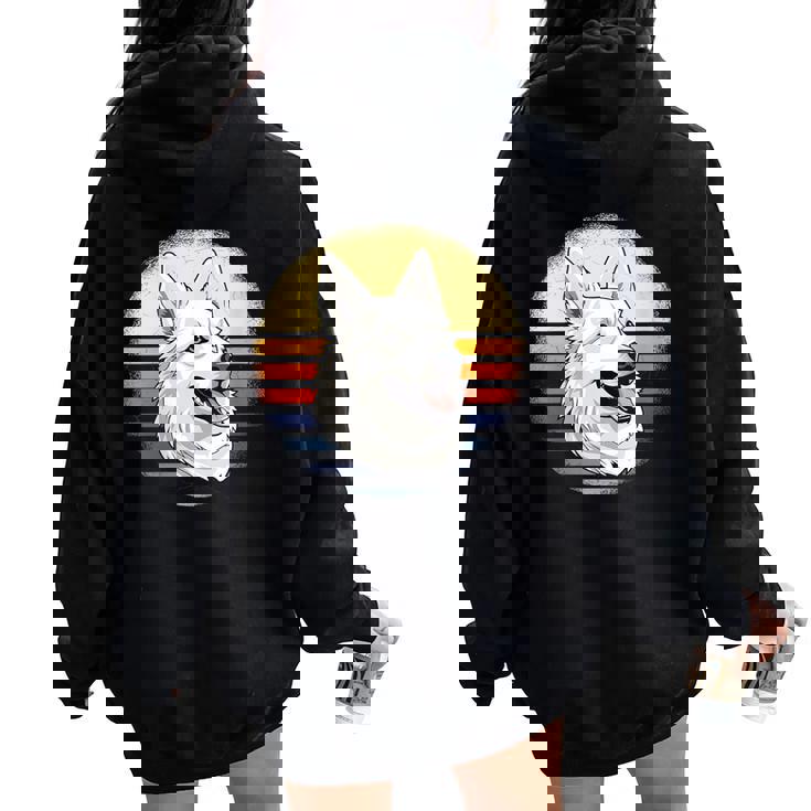 White Shepherd Vintage White German Shepherd Women Oversized Hoodie Back Print