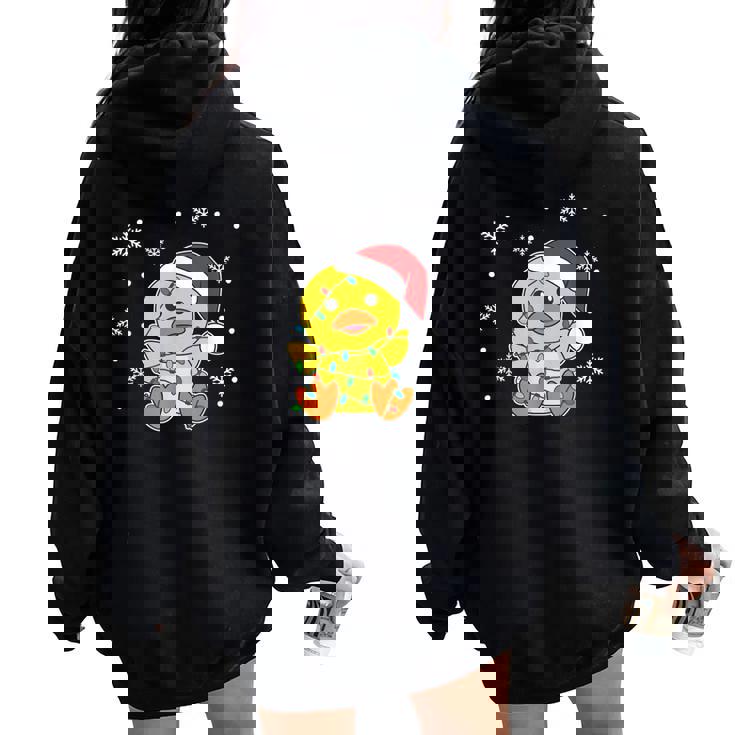 Duck Merry Christmas Winter Animals Duck Women Oversized Hoodie Back Print