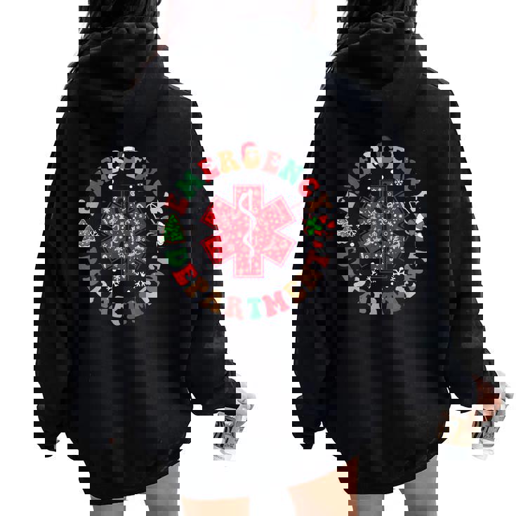 Emergency Department Er Nurse Christmas Ed Nurse Xmas Women Oversized Hoodie Back Print