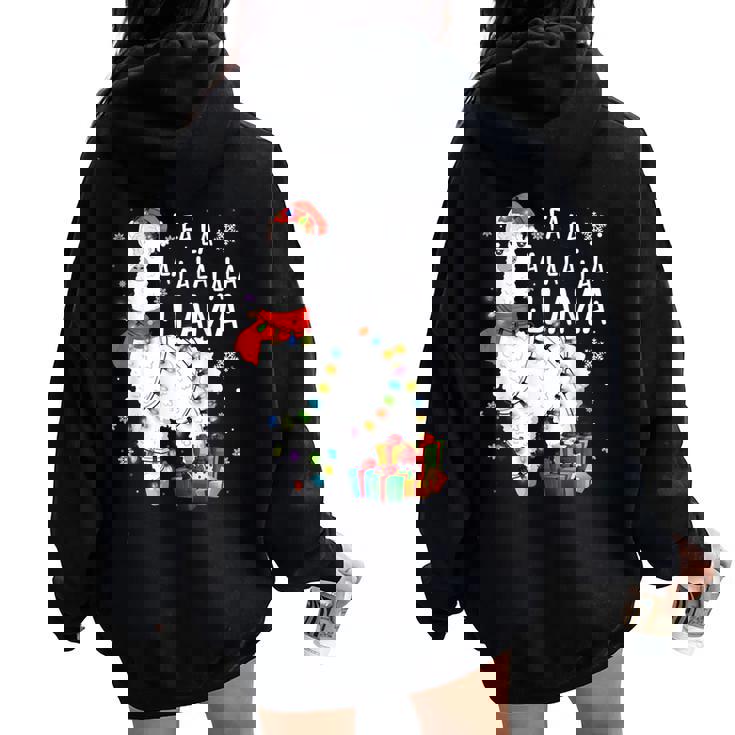 Fa La La Llama Christmas Lllama Lover Xmas Pajamas Women Oversized Hoodie Back Print