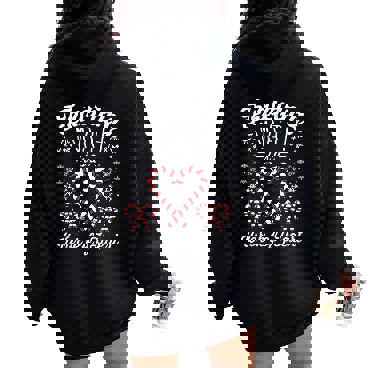 Christmas Candy Cane Work Of Heart Math Teacher Women Oversized Hoodie Back Print