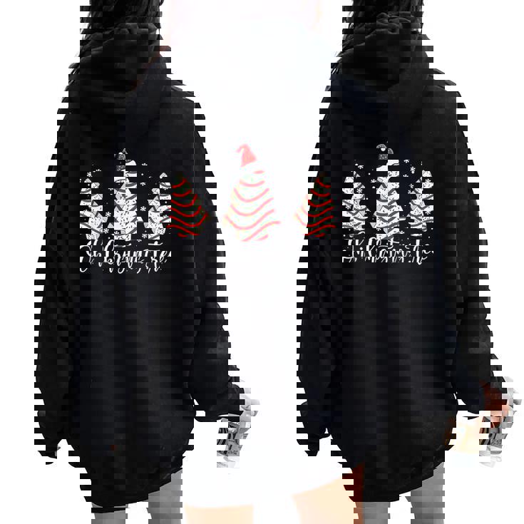 Groovy Oh Christmas Tree Xmas Lights Tree Cakes Debbie Women Oversized Hoodie Back Print