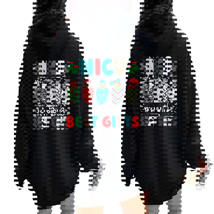 Nicu Christmas Nicu Nurse Xmas Neonatal Intensive Care Unit Women Oversized Hoodie Back Print