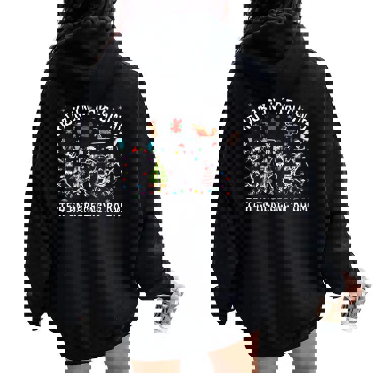 Rockin-Around The Emergency Room Skeleton Er Nurse Xmas Women Oversized Hoodie Back Print