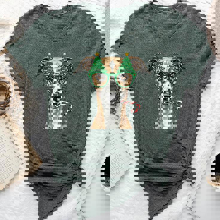 Christmas Tree Sunglasses Whippet Candy Cane Womens Bella Canvas T-shirt