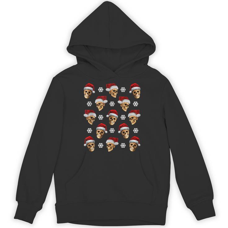 Creepy Anti Christmas Skulls With Santa Hats And Snow Flakes Tank Top Unisex Hoodie