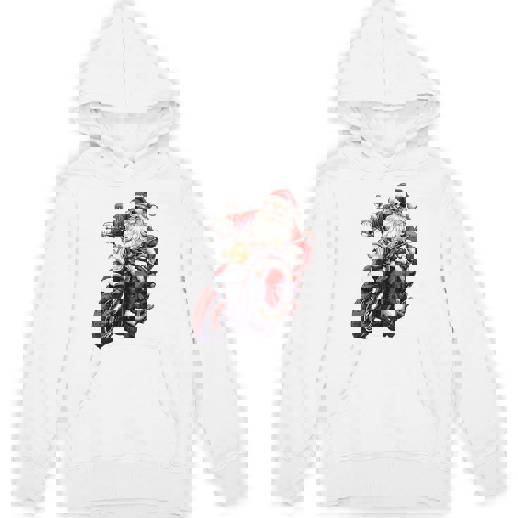 Santa Riding Motorcycle Bike Christmas Biker Xmas Unisex Hoodie