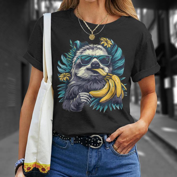 Banana Sloth Wildlife Sunglasses Portrait Banana Fruit T-Shirt Geschenke für Sie