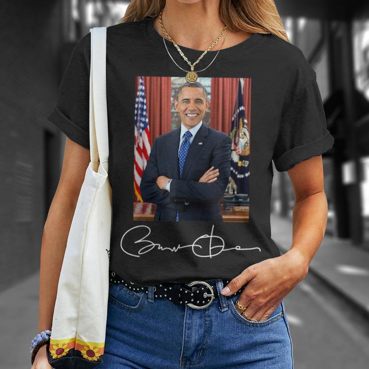 Barack Obama Signature And Portrait T-Shirt Geschenke für Sie