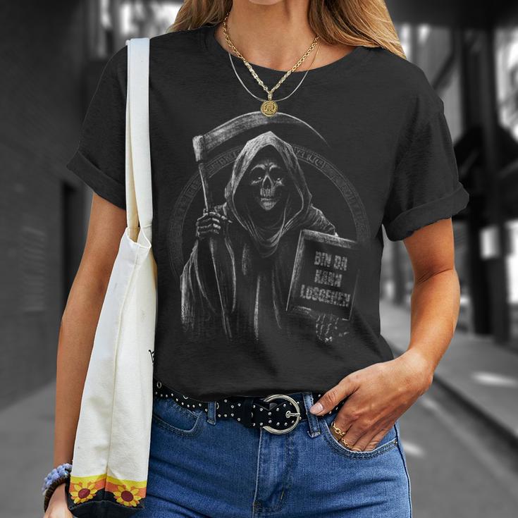 Bin Da Kann Losgehen Saying Humour Grim Reaper T-Shirt Geschenke für Sie