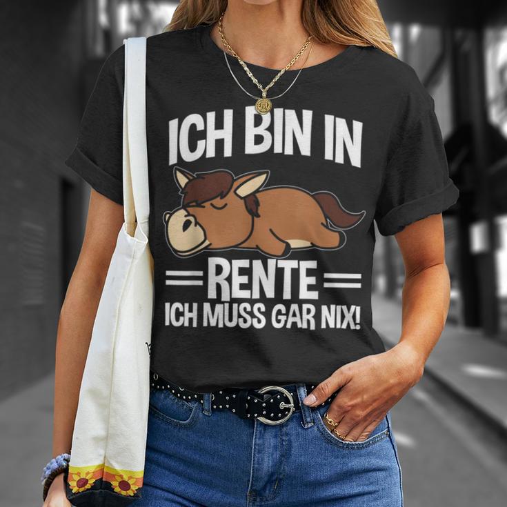 Bin In Rente Ich Muss Gar Nix Pferd Rentner Ruhestand T-Shirt Geschenke für Sie