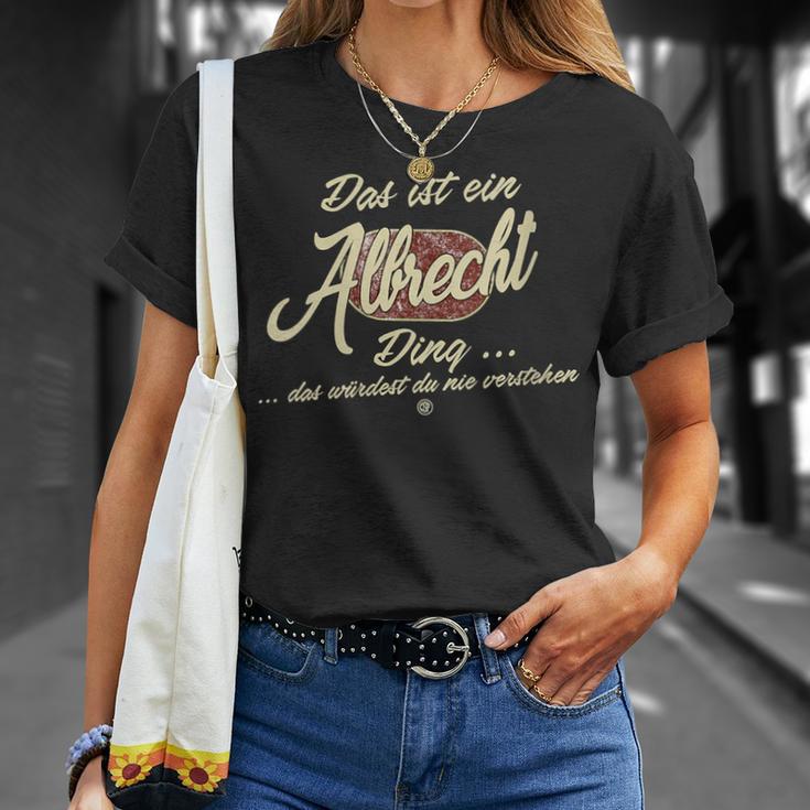 Damen Das Ist Ein Albrecht Ding Lustiges Familie Albrecht Mit-Ausschnitt T-Shirt Geschenke für Sie