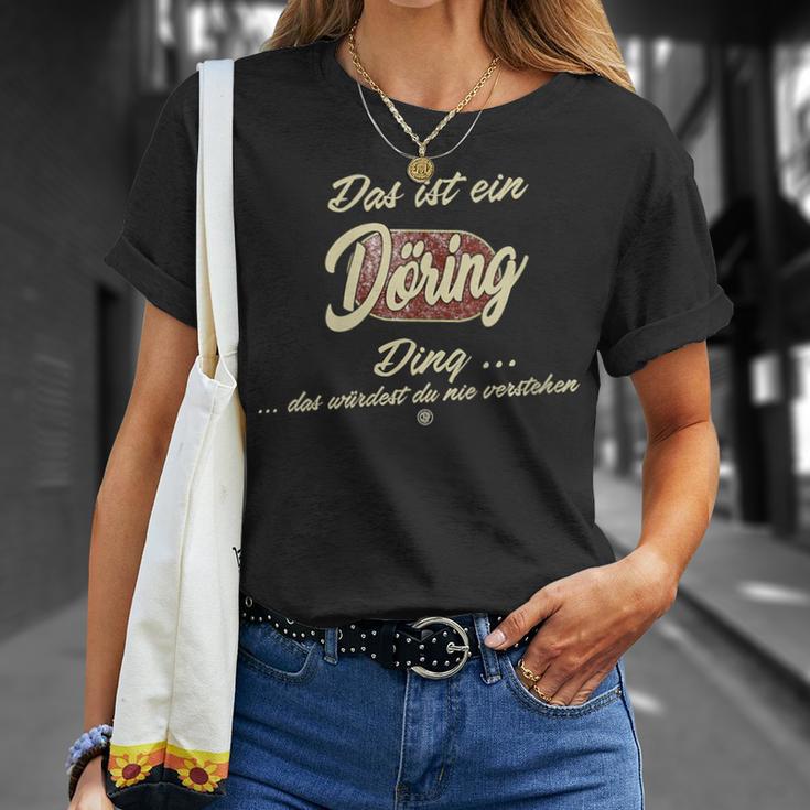 Damen Das Ist Ein Döring Ding Lustiges Familie Döring Mit-Ausschnitt T-Shirt Geschenke für Sie