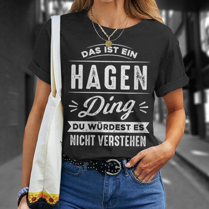 Damen Das Ist Ein Hagen Ding Du Würdest Es Nichterstehenorname Mit-Ausschnitt T-Shirt Geschenke für Sie