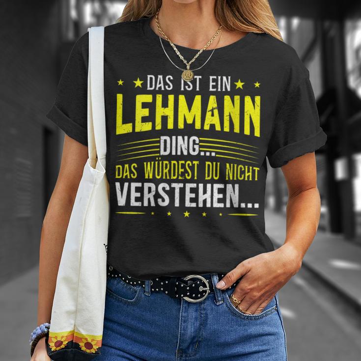 Damen Das Ist Ein Lehmann Ding Spruch Für Familie Lehmann Mit-Ausschnitt T-Shirt Geschenke für Sie