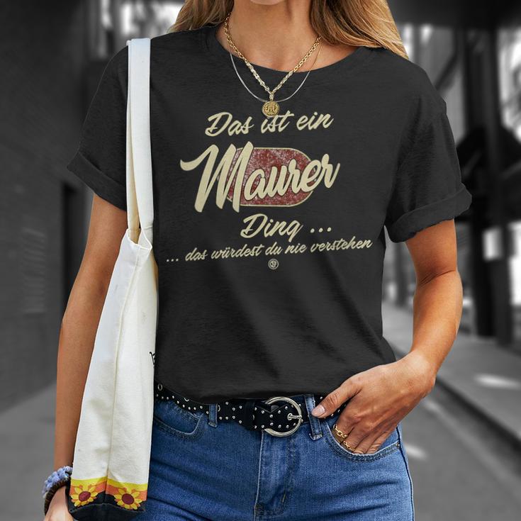 Damen Das Ist Ein Maurer Ding Lustiges Familie Maurer Mit-Ausschnitt T-Shirt Geschenke für Sie