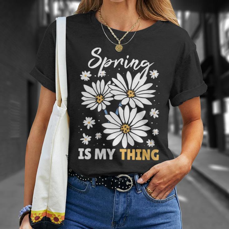 Damen Frühling Ist Mein Ding Gänseblümchen Mit-Ausschnitt T-Shirt Geschenke für Sie