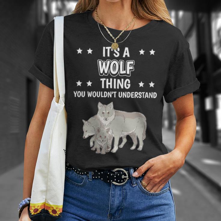 Damen Ist So Ein Wolf Ding Lustiger Spruch Wölfe Mit-Ausschnitt T-Shirt Geschenke für Sie