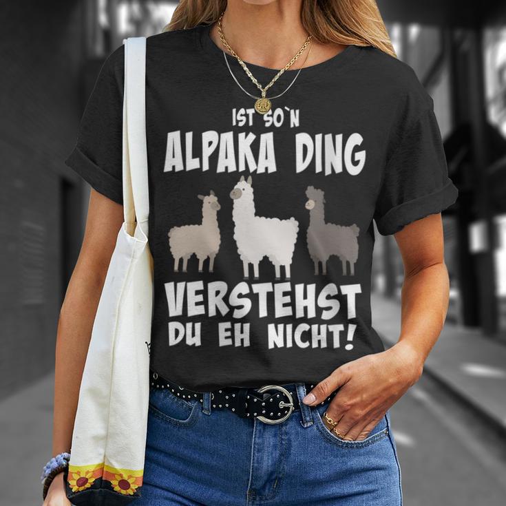 Damen Ist So N Alpaka Ding Alpaka Und Lamas Mit-Ausschnitt T-Shirt Geschenke für Sie