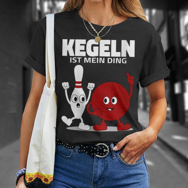 Damen Lustige Kugel & Kegel I Kegeln I Kegeln Ist Mein Ding Mit-Ausschnitt T-Shirt Geschenke für Sie