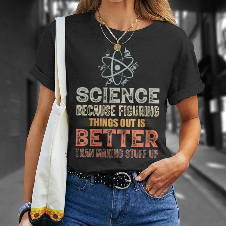 Damen Wissenschaft Weil Es Besser Ist Dinge Herauszufinden Teacher Mit-Ausschnitt T-Shirt Geschenke für Sie