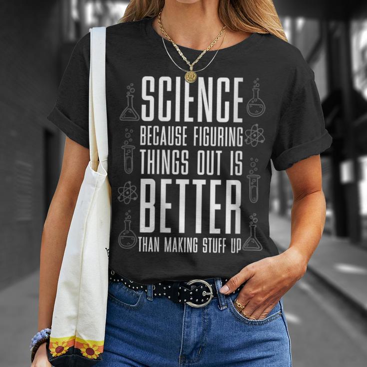 Damen Wissenschaft Weil Es Besser Ist Dinge Zu Erfinden Nerd Mit-Ausschnitt T-Shirt Geschenke für Sie