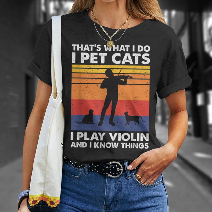 Das Ist Was Ich Mache Ich Streichle Katzen Ich Spiele Geige & Ich Weiß Dinge T-Shirt Geschenke für Sie