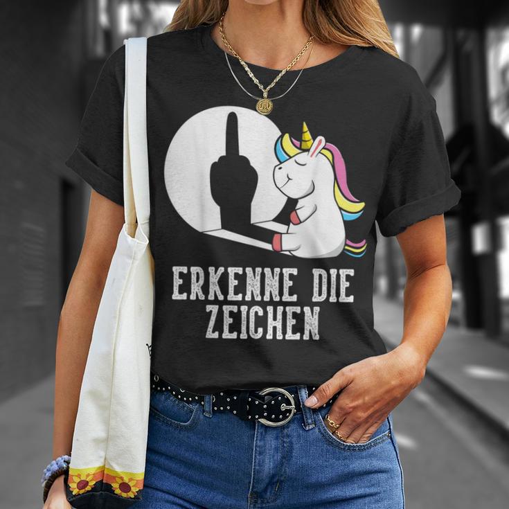 Erkenne Die Zeichen Unicorn Sarcasm Saying Women's T-Shirt Geschenke für Sie