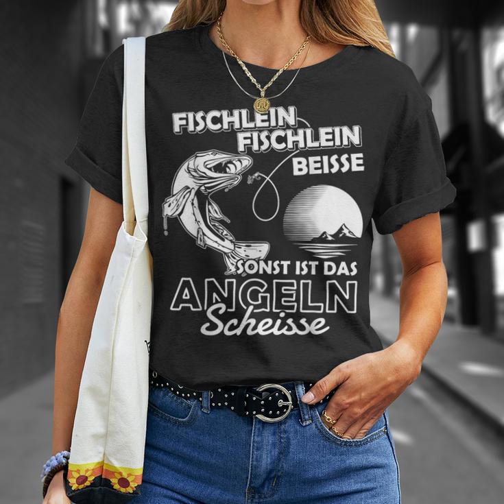 Fischlein Beisse Angler Fishing T-Shirt Geschenke für Sie