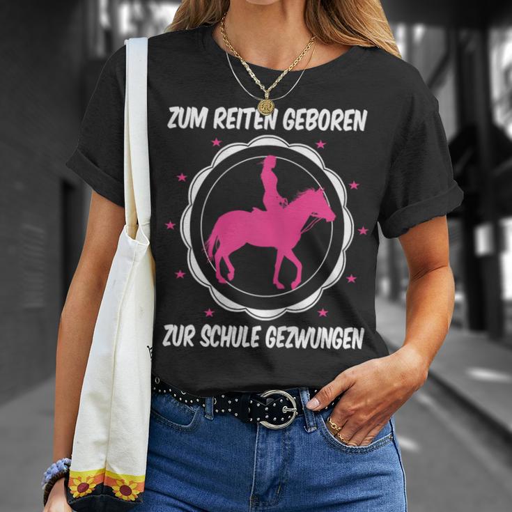 Horse Zum Reiten Geboren Zur Schule Zwzwungen German L T-Shirt Geschenke für Sie