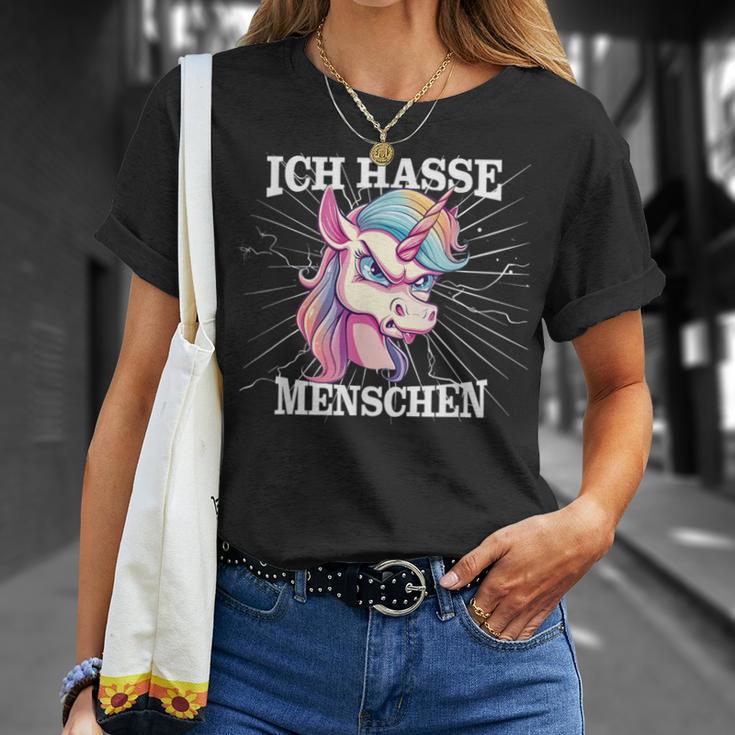 Unicorn Meme Based Ich Hasse Menschen T-Shirt Geschenke für Sie