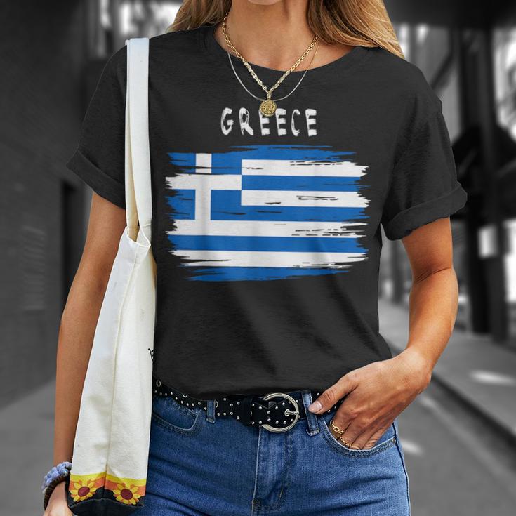 Greece Flag Brush Stroke Style T-Shirt Geschenke für Sie