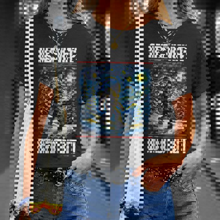 Guess What Bigfoot Butt Starry Night Sasquatch T-Shirt Gifts for Her