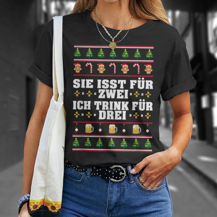 Sie Isst Für Zwei Ich Trink Drei Werdender Father S T-Shirt Geschenke für Sie